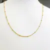 Collar con Clip de Perlas de Acero de Titanio, Chapado al Vacío en Oro de 18 Quilates, Clip Redondo de Serpiente, Clip Redondo Martillado, Cadena Fina de Acero de Titanio