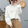 Camisa de Gasa de Algodón Nueva para Primavera y Otoño, Estilo Artístico, Cuello de Muñeca, Bordada para Mujer, Manga Larga, Corte Holgado, Versátil, Top de Algodón Puro, Moderno