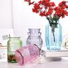 Vaso Decorativo para Sala de Estar Hecho en Fábrica Estilo Pastoral Patrón Vertical Redondo Múltiples Especificaciones Botella de Vidrio Colorida Transfronterizo