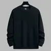 Nueva colección de otoño: Sudadera de color liso, cuello redondo, moderna y sin capucha para hombre, con corte holgado y casual y diseño versátil, perfecta como prenda básica para superponer.