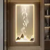 Pintura Decorativa de Entrada com Nove Peixes Mural de Parede para Porta de Entrada de Sala de Estar de Alto Padrão Pintura de Luz para Corredor Corredor Pintura Pendurada