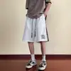 Pantalones cortos deportivos de cinco puntos con costuras bordadas, estilo vintage, rectos y casuales para jóvenes, de tendencia nacional, 2024