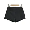Shorts Casuales Retro Simples de Retazos de Cintura Alta para Mujer, Color Sólido con Cremallera Lateral, Corte Ajustado, Pantalones Casuales Sexys que Resaltan la Cadera