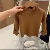 Suéter para Niña Otoño/Invierno 2026 con Volantes, Camiseta Base de Punto de Cuello Semi-Alto, Suéter Versátil y Cálido para Niñas Pequeñas