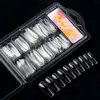 Manicura 100 Piezas en Caja Blíster, Uñas Trapezoidales, Uñas Transparentes de Pegamento Completo Medio Pegamento, Uñas Postizas, Uñas de Gota de Agua de Pegamento Completo