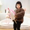 Palo de montar con cabeza de caballo de dibujos animados creativos para niños, regalo de vacaciones para niños, muñeco de peluche