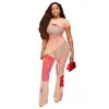D8102 Ropa de Mujer Más Vendida en Amazon en Europa y América: Conjunto Sexy de Dos Piezas Asimétrico Calado de Manga Corta (Malla de Doble Capa)