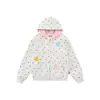 Sudadera con capucha y botones de estilo americano con estampado integral de estrellas en color dopamina para hombre y mujer, holgada, casual, versátil y de estilo relajado