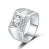 Anel de zircônia de 2 quilates anel de diamante masculino para negócios moda dominadora anel de casamento masculino luxo leve Super Flash anel fechado