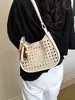Bolso de Hombro Cruzado Tejido Casual Retro para el Día a Día, Bolso de Hombro Cruzado Ins Estilo Coreano, Bolso Cubo Fresco Calado de Gran Capacidad