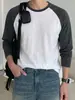 Camiseta de manga raglán con bloques de color para hombre, un atuendo sencillo, elegante y casual para el día a día, perfecta como camiseta de manga larga para otoño