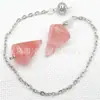 Venta caliente Ágata natural Cristal gema cono hexágono cono colgante DIY Colgante de cristal
