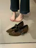 Zapatos Mary Jane con Plataforma para Mujer 2026 Otoño Nuevos de una Sola Correa con Falda Zapatos de Noche Corte Bajo Pisos Estampado de Leopardo