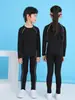 Ropa interior térmica de forro polar para niños Otoño e Invierno Mallas de Entrenamiento, Ropa de Fitness para Niños y Niñas, Conjunto Deportivo de Manga Larga Transpirable de Secado Rápido