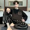 Pijama para adolescentes, conjunto casual de manga larga con dibujos animados para hombre, primavera y otoño, ropa para dormitorio de estudiante de secundaria, ropa de estar para otoño e invierno, conjunto de dos piezas