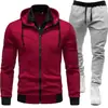 25 estilos de conjuntos esportivos masculinos de outono e inverno com retalhos, conjuntos esportivos casuais de duas peças com capuz para homens, manga longa e calça longa
