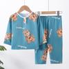 Conjunto de Pijama de Algodón para Niños de Verano, Pijama Delgado de Algodón de Manga Larga para Niños y Niñas, Ropa de Casa para Niños, Ropa para Aire Acondicionado, Fresco y Cómodo