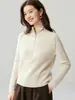 Suéter de punto 100% cachemira pura con media cremallera y cuello alto para mujer, nuevo suéter de cachemira slim-fit para otoño/invierno, capa base