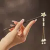 Pasador de mano transfronterizo estilo antiguo para mujer, accesorio para el cabello de cristal con forma de flor, pasador de madera, palillo para el cabello de madera, adorno para el cabello para recogidos