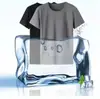 Camiseta de Verano de Seda Helada con Cuello Redondo para Hombre, Moderna, Holgada, Casual, Delgada, Transpirable, de Malla, Media Manga, Estilo Hong Kong