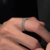 Anel de Zircônia para Homens e Mulheres, Renda Branca Francesa Europeia e Americana Cheio de Diamantes, Vazado, Ajustável, Anel Inlaid Bonito, Anel para Dedo Indicador