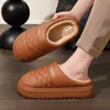 Pantuflas de algodón para ancianos para mujer, invierno felpa cálidas antideslizantes de suela gruesa para pareja, pantuflas peludas de interior para hombre en otoño