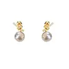 Pendientes de Zirconia y Perla Recubiertos de Oro Real de 18 Quilates Estilo Retro Francés Versátiles Exquisitos Pendientes Lujo Accesible Pendientes de Gama Alta para Mujer
