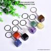 Transfronteiriço Hot-selling Natural Crystal Semi-preciosa Pedra Pedra Quadrado Grande Grão Feito à Mão DIY Chaveiro Pingente Jóias