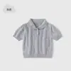 Polo Infantil de Algodão Puro Classe A Fino Vazado, Fresco de Verão, Manga Curta, Cor Sólida, Tricô, Polo para Bebê