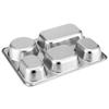 Plato de Comida Rápida de Acero Inoxidable 304 Plato Chino para Cena Cuatro Compartimentos Cinco Compartimentos Plato para Cena de Estudiante con Tapa Comedor Compartimentado