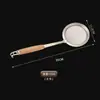 304 cabo de madeira aço inoxidável escorredor colher espumadeira utensílios de cozinha domésticos leite de soja macarrão panela quente filtro atacado