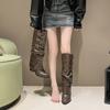 Botas Retrô Salto Grosso Bico Fino Cano Longo Botas de Cavaleiro Femininas Nova Temporada Inverno 2024 Estilo Britânico Botas de Cavaleiro Duas Formas