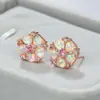 Novedad Estilo Japonés y Coreano Pendientes de Flor de Diamante Platino Aobo para Mujer Pendientes Simples Elegantes Personalizados Versátiles Pendientes