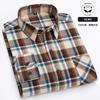 [Tamanho Grande] Camisa Xadrez Escovada de Algodão Puro Masculina, Colarinho Pontudo para Todas as Estações, Camisa Casual de Algodão Xadrez Juvenil em Estoque