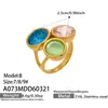 Anillo de Acero Inoxidable Dorado con Piedra de Vidrio de Colores y Pedrería para Mujer, Anillo para Dedo Índice con Diseño Único, Anillo Combinado