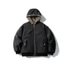 Ropa Vintage 2025 Invierno Nuevo Retro Americano Águila de Montaña con Capucha Forro de Piel Chaqueta de Algodón Abrigo de Algodón Cálido