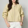 Chaqueta de cuero genuino Haining auténtica para mujer, nuevo estilo 2026, cuello redondo, corta, estilo funcional, abrigo chaqueta de piel de oveja