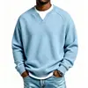 Europa Transfronteriza Otoño Nuevo Color Sólido Tejido Waffle Sudadera con Capucha Henley para Hombre Holgada Casual Moderna Versátil Ropa para Hombre Camiseta