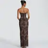 Ropa Europea y Americana para Mujer, Vestido de Noche Retro, Nuevo Vestido Sexy de Tirantes con Encaje de Escote Bajo, Estilo Lujo Ligero, Vestido Largo Ajustado