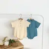 Roupa Infantil Estilo Coreano Verão Fina Tecido Zou Gola Alta Peça Única Harper Bebê Algodão Amigo da Pele Triângulo Fart Macacão