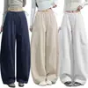 Pantalones Deportivos Casuales Estilo Coreano Nuevos 2026, Otoño Nuevo Cordón Pierna Ancha Sueltos Diseño Curvo Único Pantalones de Maternidad
