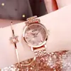 Reloj GEDI para mujer con cielo estrellado transfronterizo, reloj de pulsera de moda moderno para niñas, reloj calendario casual versátil con correa de cielo estrellado