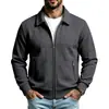 26 Cardigan Masculino de Malha Waffle com Zíper e Gola Reversível, Caimento Slim, para Primavera e Outono, Casual, Solto, Transfronteiriço