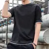 Fabricante Directo Camiseta de Manga Corta para Hombre Corte Holgado Marca de Moda Tendencia Moda Top Falso de Dos Piezas Manga Media Talla Grande Ropa para Hombre