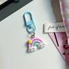 Desenho animado doce unicórnio chaveiro fofo doce anjo arco-íris pequeno cavalo de madeira mochila pingente ins vento doce