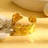 Pulsera Abierta de Acero Inoxidable con Diseño Único de Ondas de Agua, Empalme Geométrico Irregular, Moda Estilo Lava Europea y Americana Transfronteriza