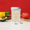 Bolsas tipo doy-pack aluminizadas con cierre transparente, bolsas autosellables para nueces, frutas secas, té de flores, snacks y empaque de alimentos, en stock