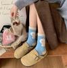 Otoño e Invierno Dibujos Animados Flocado Cachorro Lindo Coreano Versátil Calcetines Gruesos Cálidos Calcetines de Luna Hombres y Mujeres Media Caña Calcetines de Lana