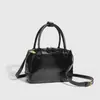 Bolsa Boston Simples Elegante Feminina Almofada Pequena Quadrada Estilo Coreano Retrô Bolsa de Boliche Moderna Bolsa de Ombro Transversal