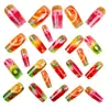 Pegatinas para Uñas Cuadradas de Longitud Media con Temática de Frutas Multicolor, Pegatinas para Uñas de Moda Europea y Americana, Uñas Portátiles Desmontables